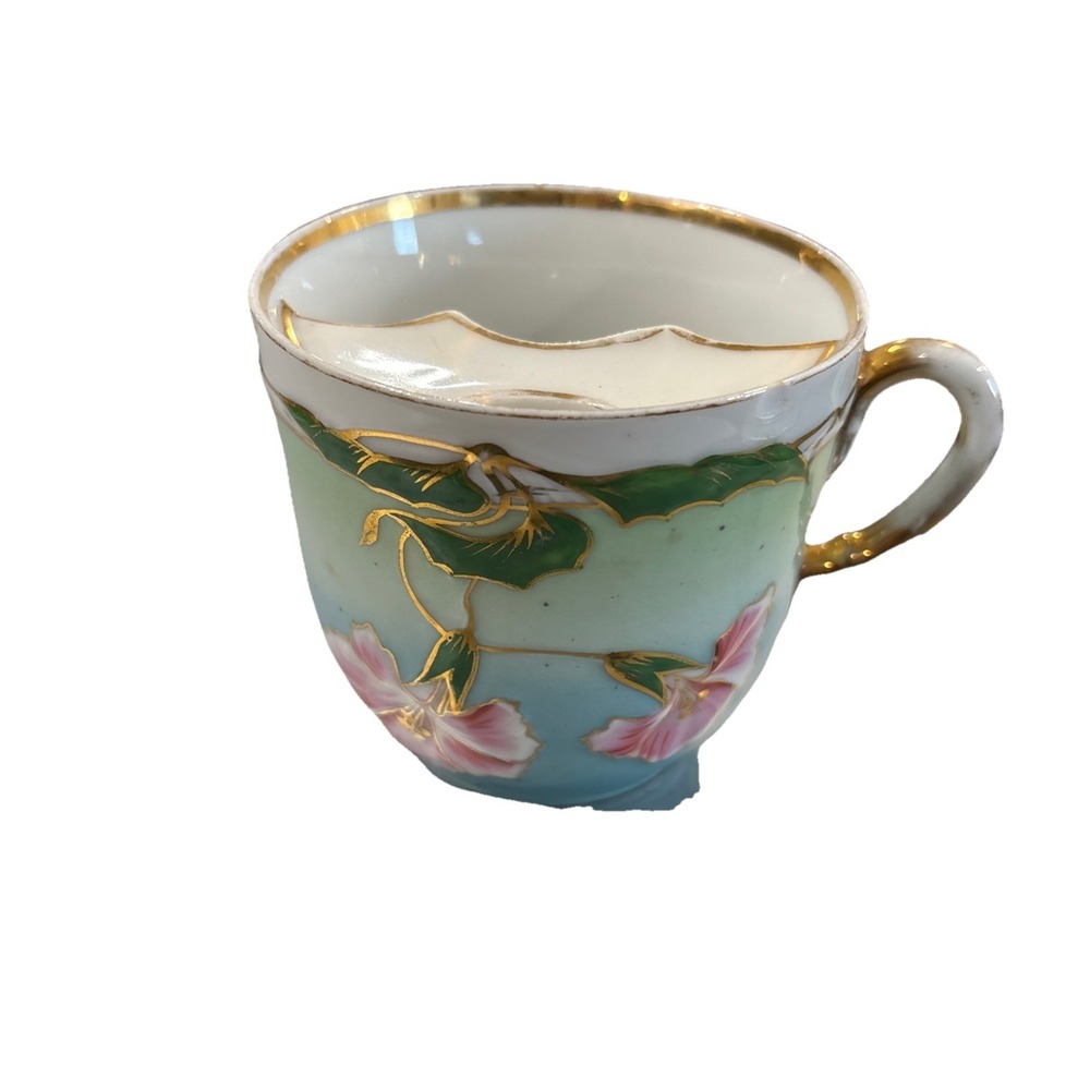 Floral Mustache Coffee/Tea Cup 344a 6167 1/2 Gold Trim Vintage